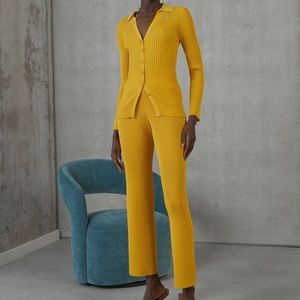 NWT CULT GAIA JADA KNIT + LYNX KNIT TOP SET (Includes Top and Pants) - Marigold